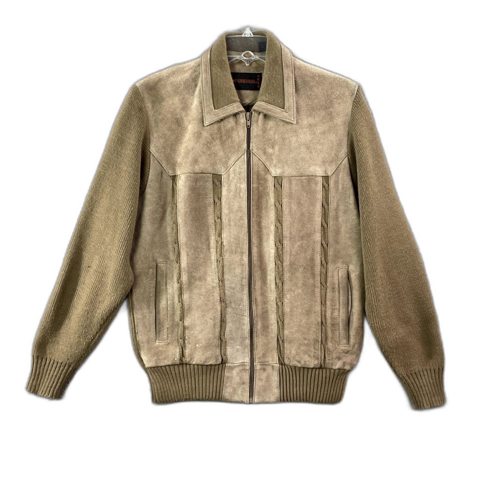 Vintage McGregor Leather Suede Jacket Mens Large Full Zip‎ Winter Warm Classic